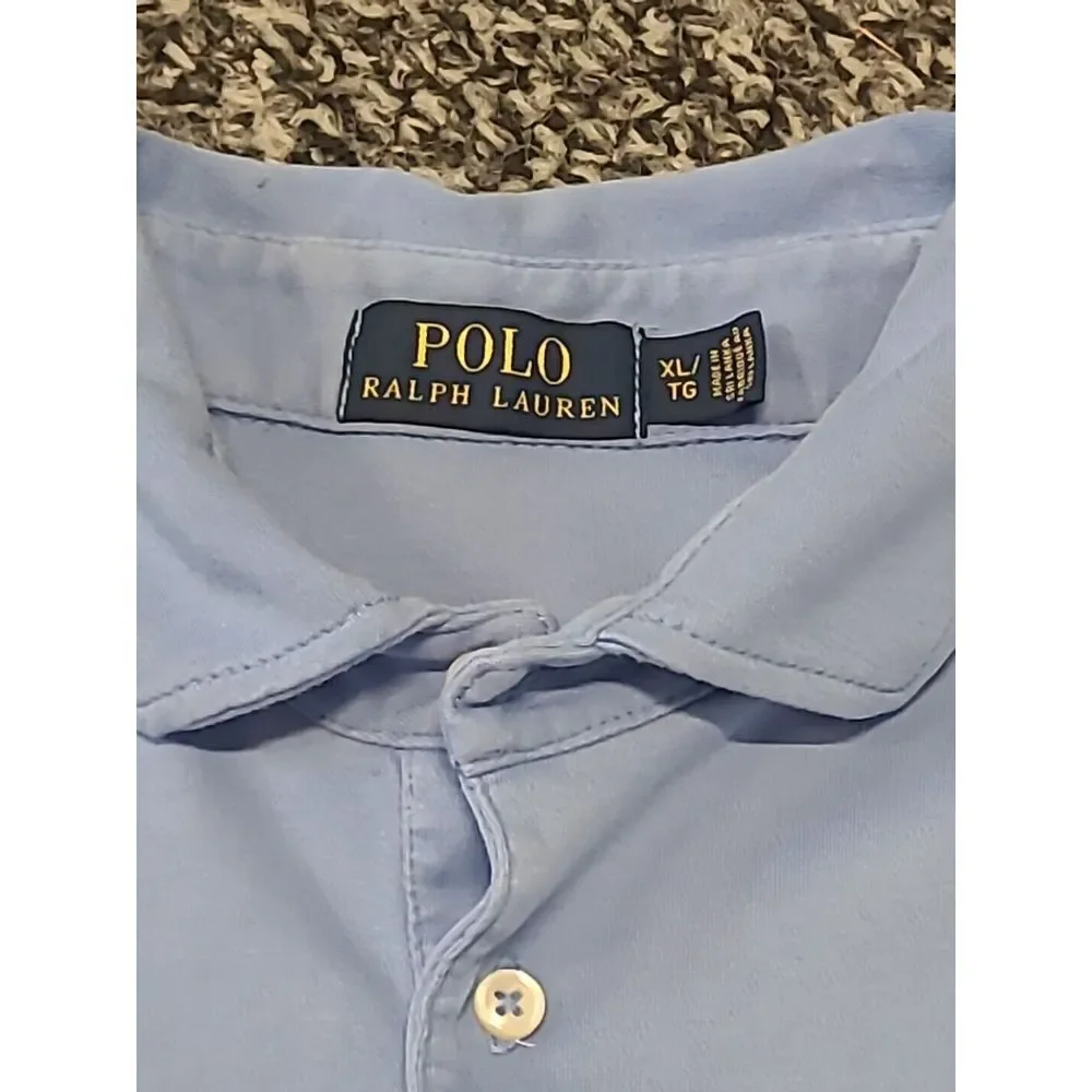 Ralph Lauren Polo Shirt Mens‎ XL Blue Solid Soft Cotton Short Sleeve